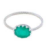 Lakshmi Green Solitaire Ring with Elegant Silver Band Indian Emerald Green